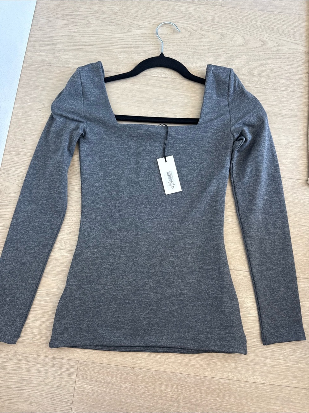 Aritzia Square-Neck Long Sleeve Top - Gray